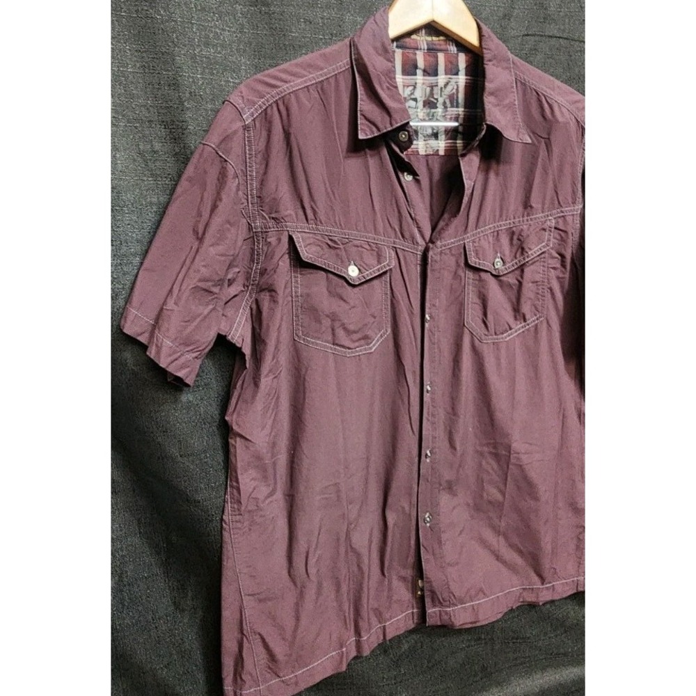 Kuhl Men's Short Sleeve Born In The Mountains Shirt Sz L Red Maroon Outdoor Hike - Picture 4 of 11